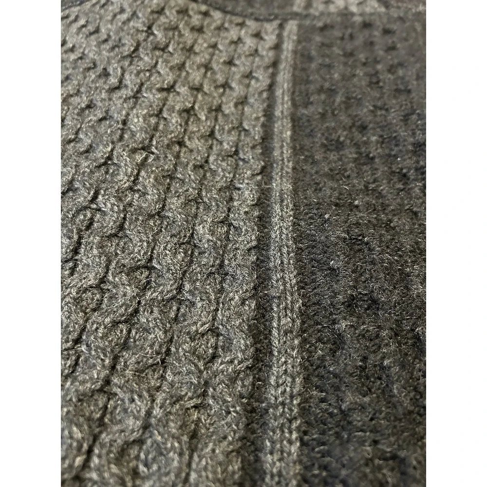 Vtg Inis Crafts Cable‎ Knit Cardigan Sweater Sz Small Gray Merino Wool Fisherman